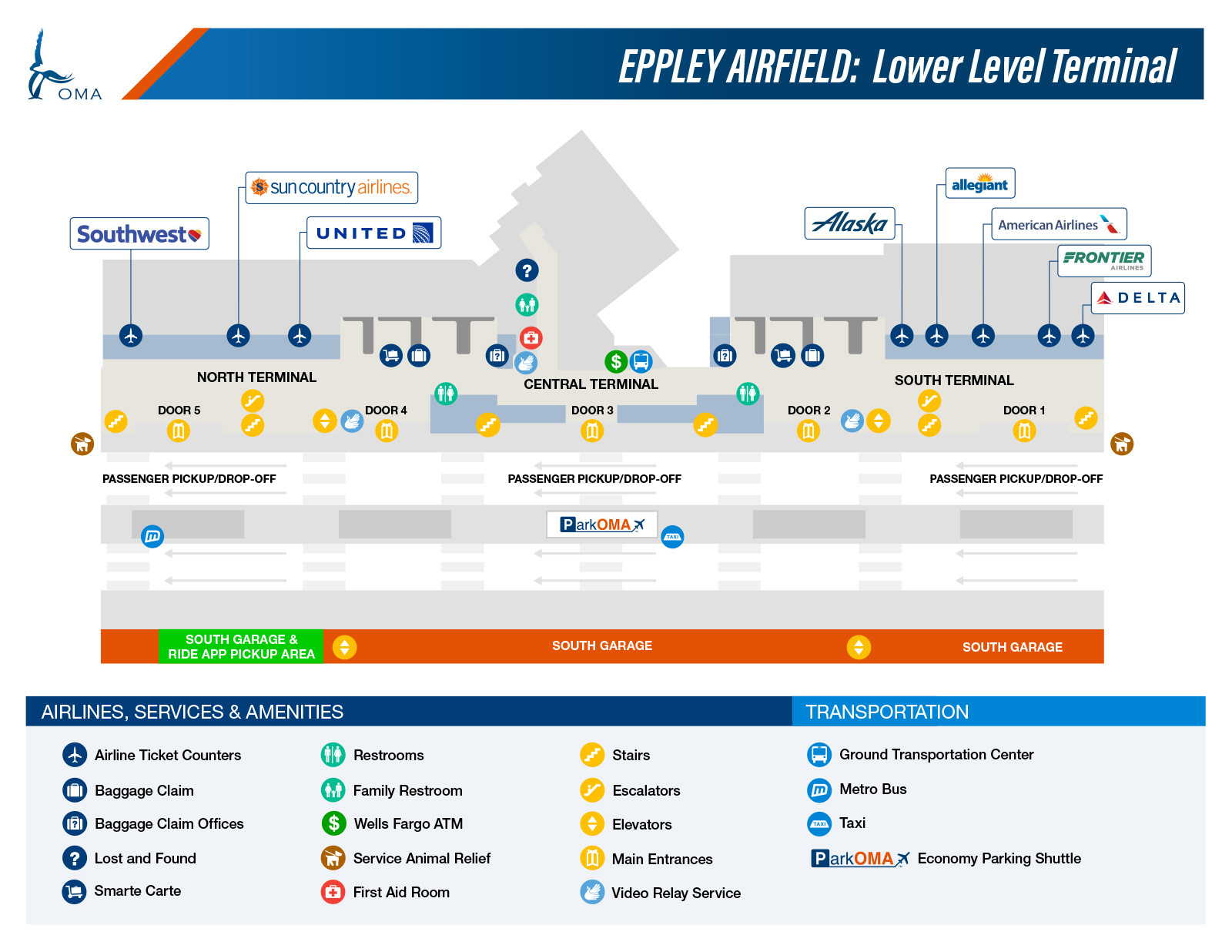 Lower Level Map | OMA Omaha Eppley Airfield