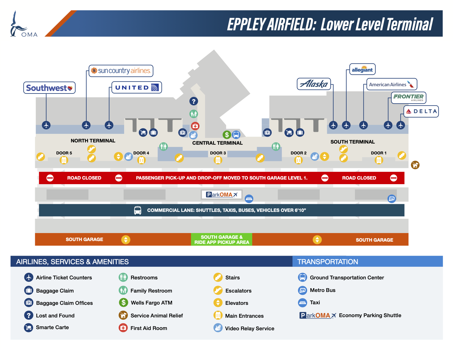 Lower Level Map | OMA Omaha Eppley Airfield