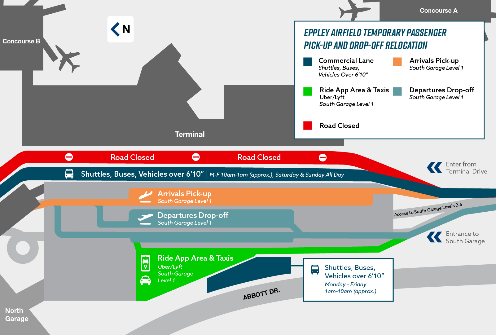 OMA Passenger Pick-up/Drop-off Map | September 16, 2024